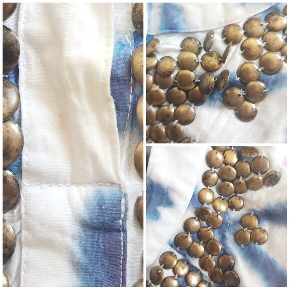 FIGUE Thandie Kaftan boho caftan tie dye beaded midi dress in Izu floral Size S - Picture 8 of 11